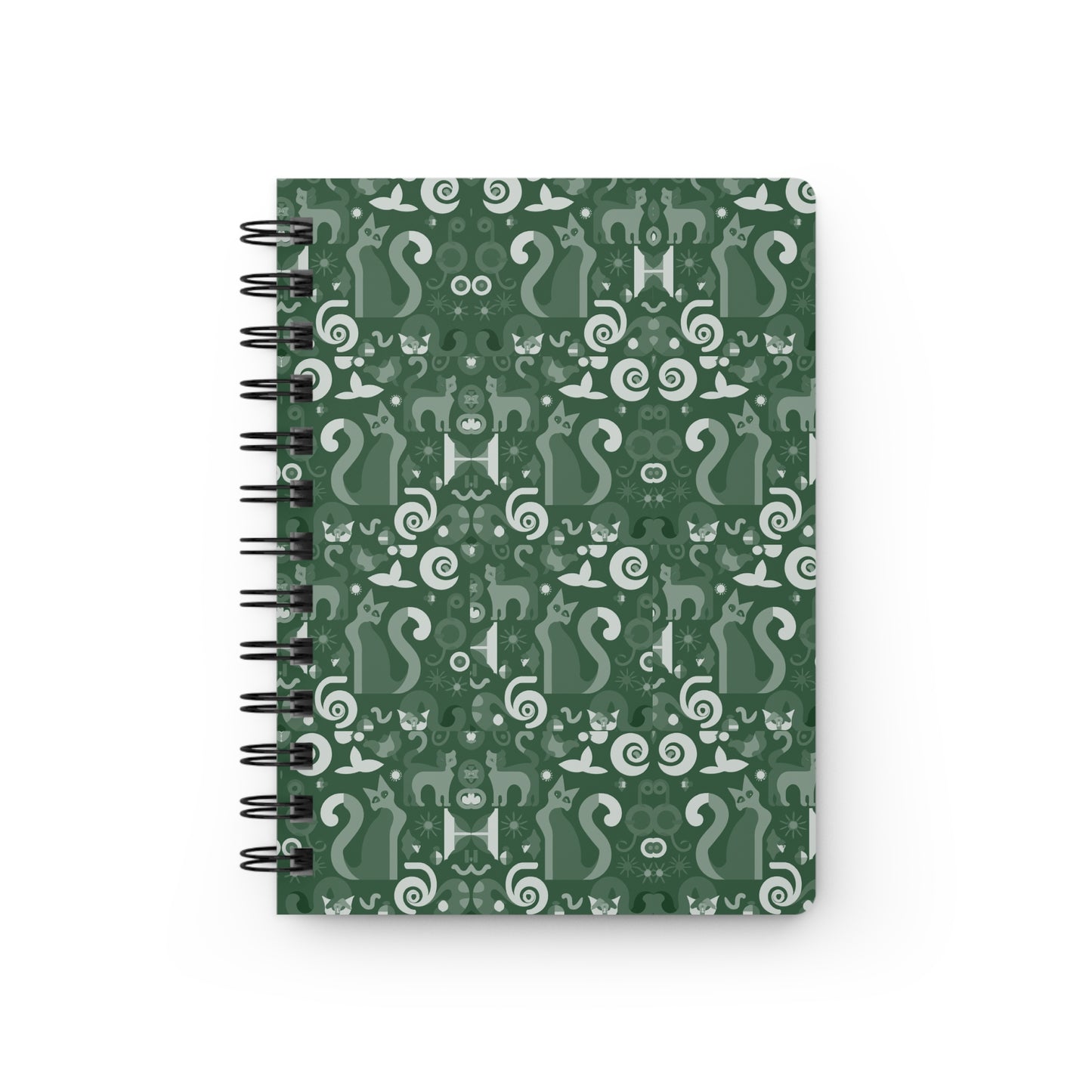 Purrfect Pattern in Green - Spiral Bound Journal