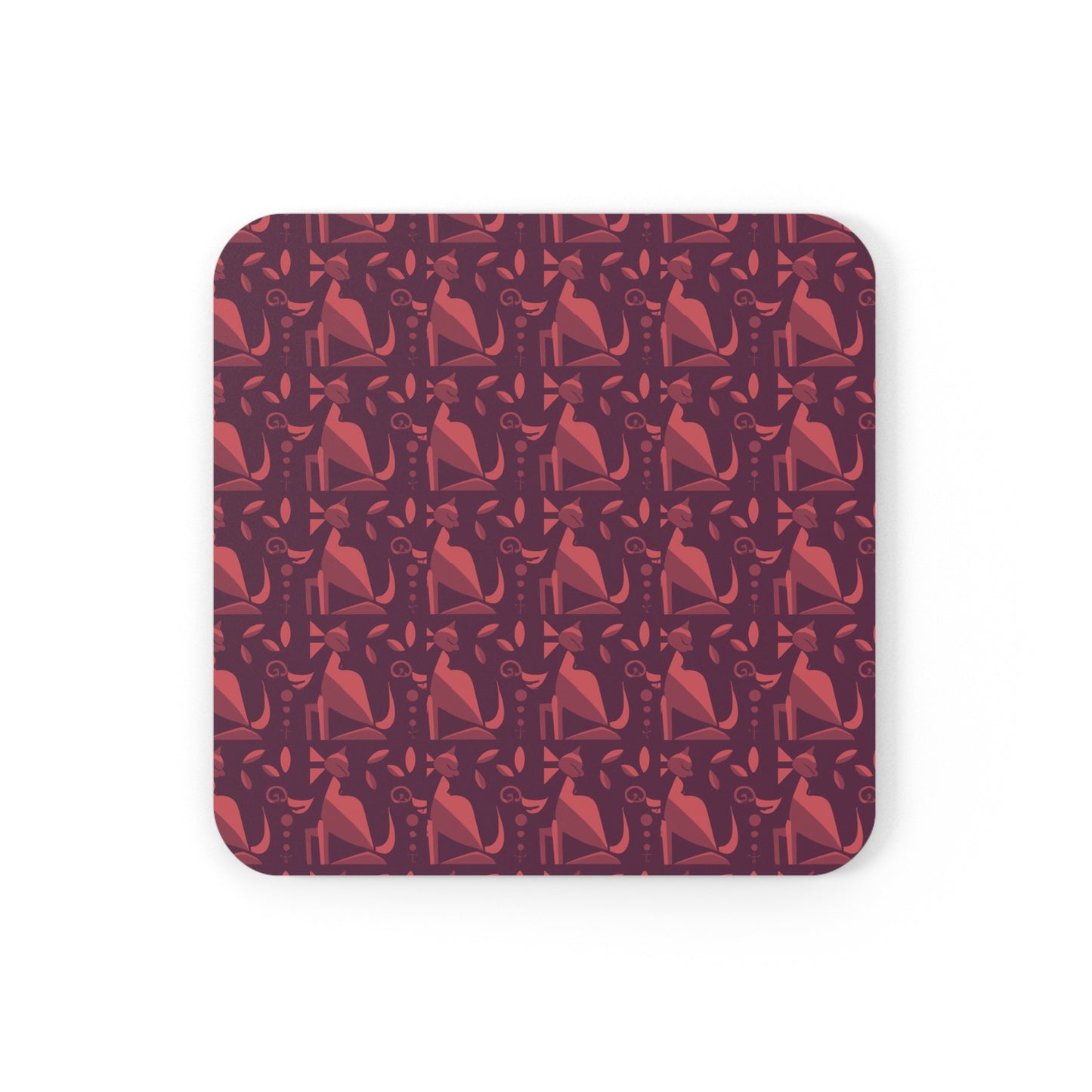 Whiskered Whimsy in Violet - Cork Back Coaster