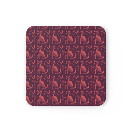 Whiskered Whimsy in Violet - Cork Back Coaster