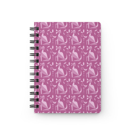 Whiskered Whimsy in Pink  - Spiral Bound Journal