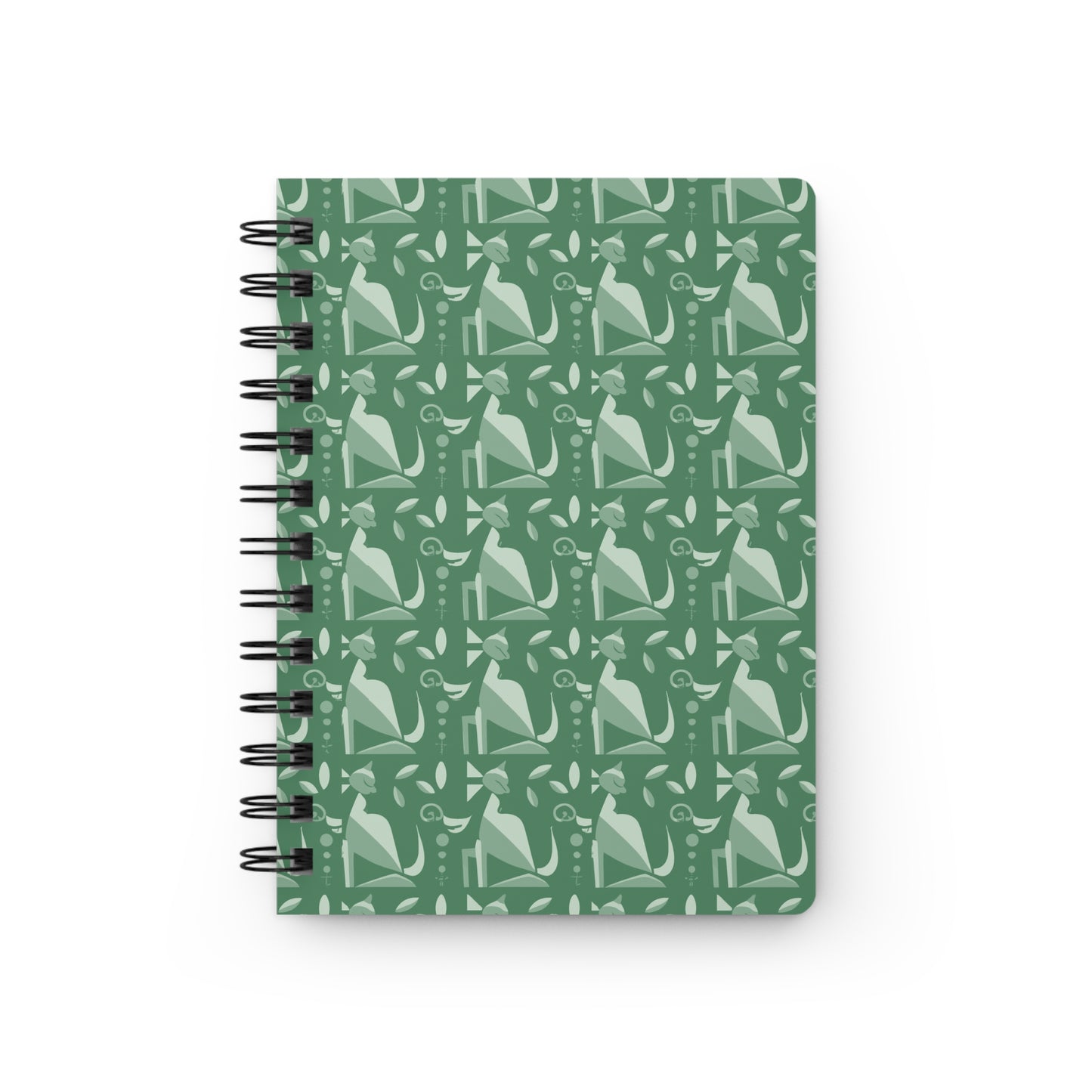 Whiskered Whimsy in Green  - Spiral Bound Journal