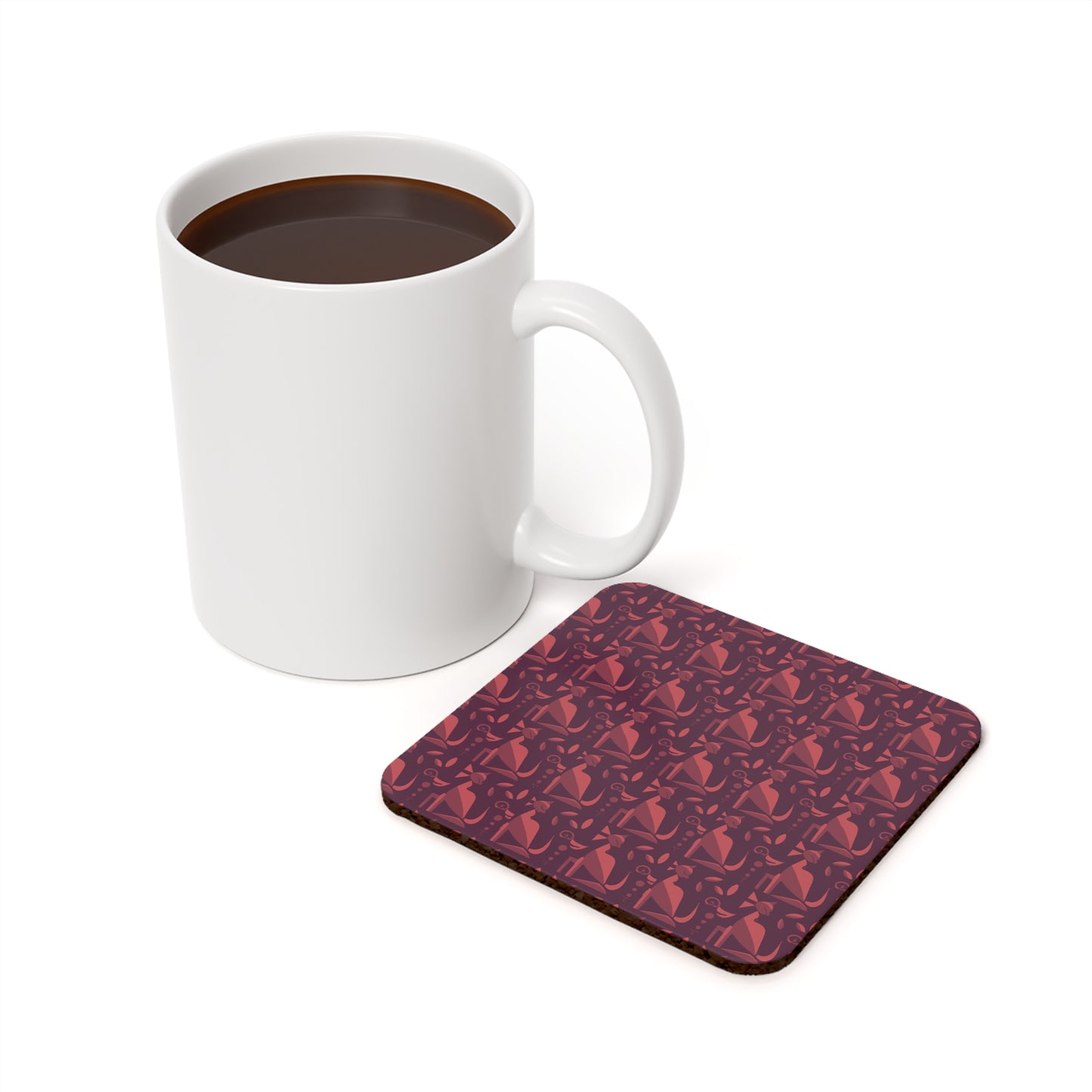 Whiskered Whimsy in Violet - Cork Back Coaster