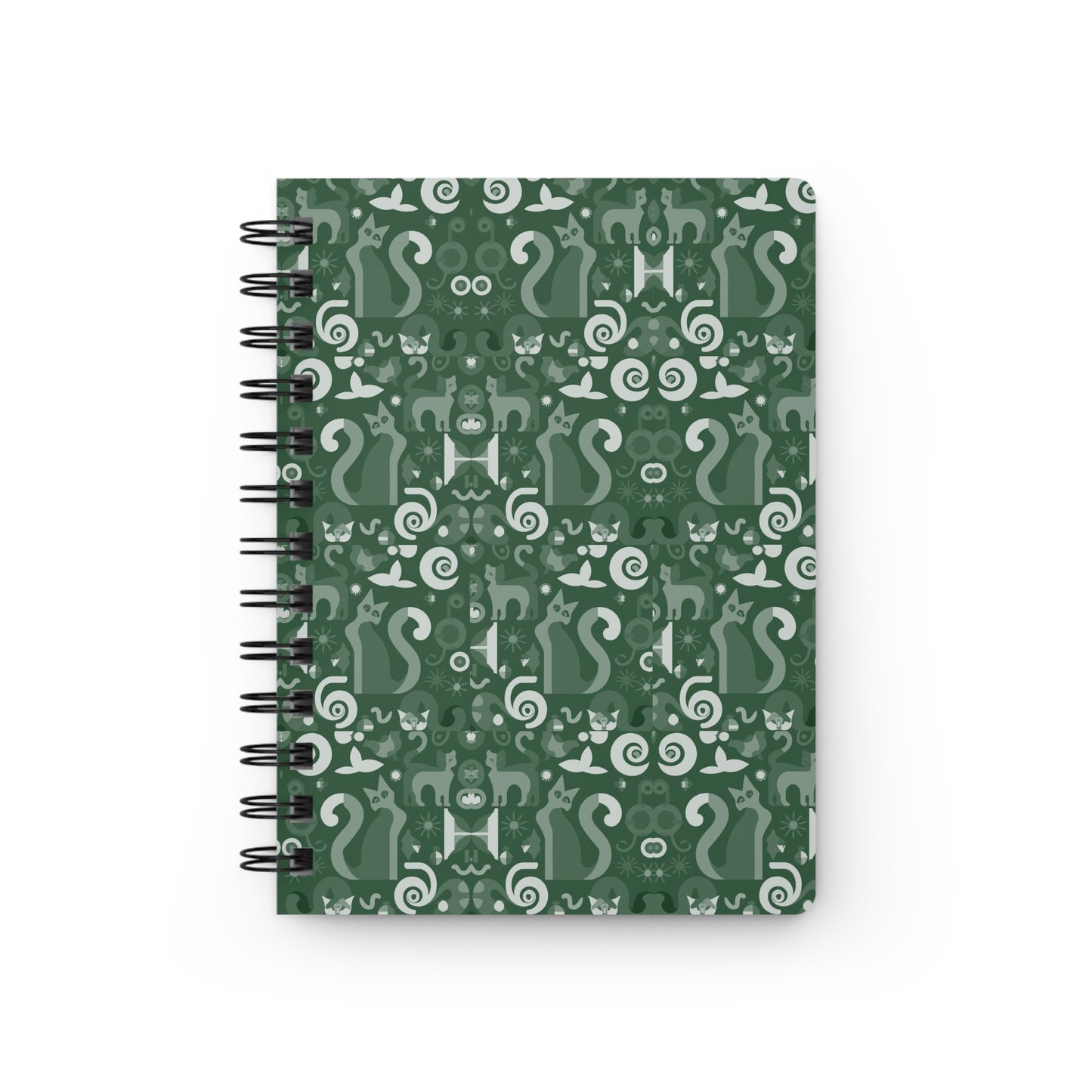 Purrfect Pattern in Green  - Spiral Bound Journal