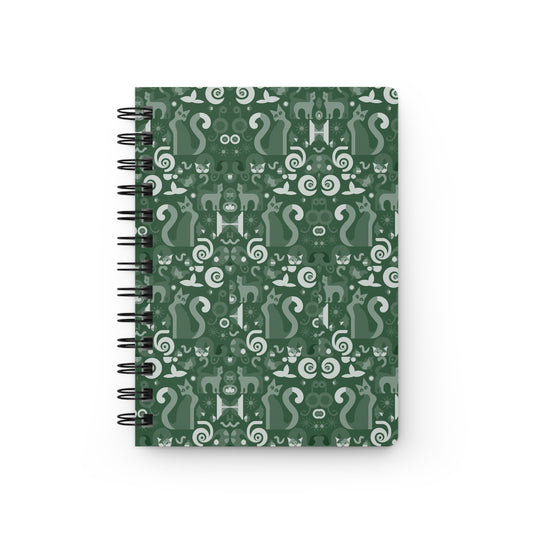 Purrfect Pattern in Green  - Spiral Bound Journal