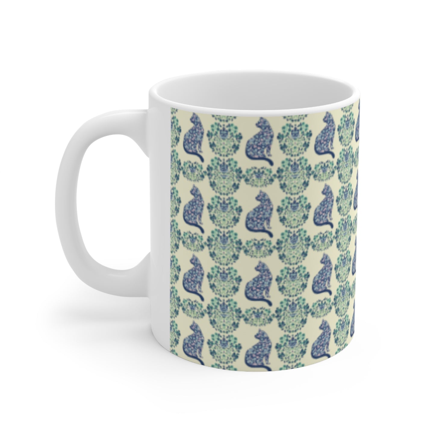 Floral Fusion (Cat Edition) - Ceramic Mug 11oz